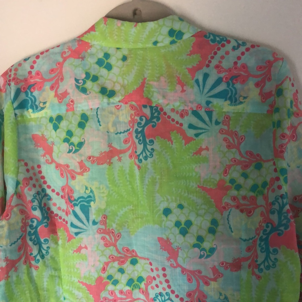 Lilly Pulitzer Button Up Long Sleeve Shirt sz16 - Picture 7 of 8